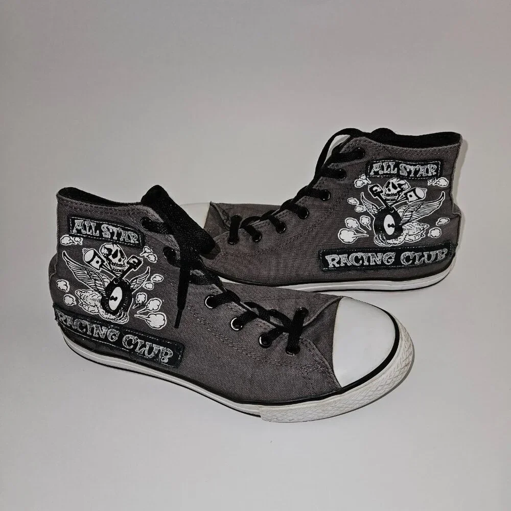 Converse Chuck Taylor High Top Sneakers Gray Shoes All Star Racing Club Size 6